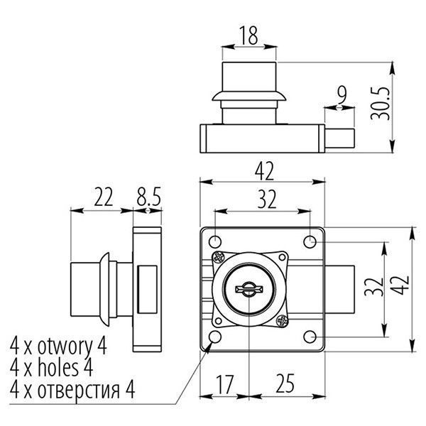 Замок мебельный GTV 42х42 мм с цифровым ключом 2197 фото