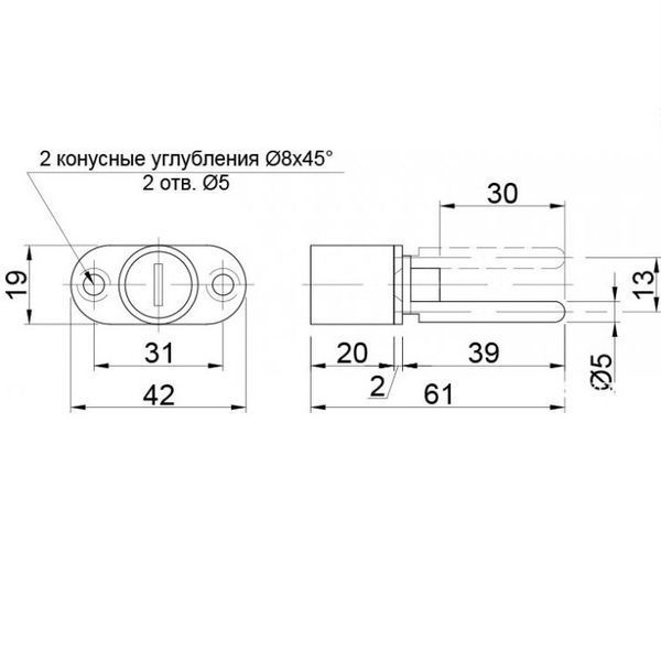 Замок центральний меблевий CD KL288 L500 мм 2200 фото