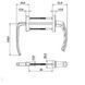 Ручка Medos балконна двостороння різно-широка гриф (біла) 747 фото 2